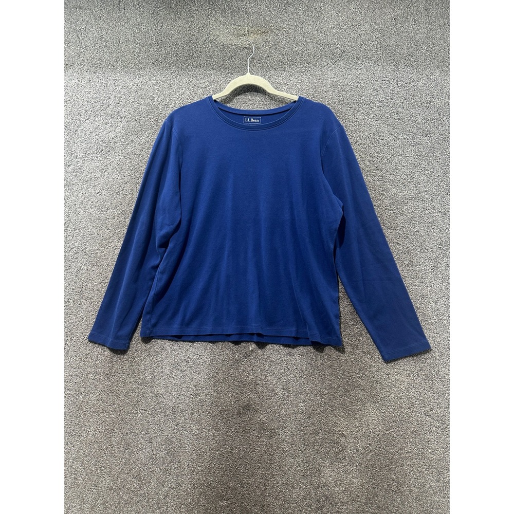 LL Bean Womens Blue Long Sleeve Crew Neck T-Shirt Size L Regular Basic Tee